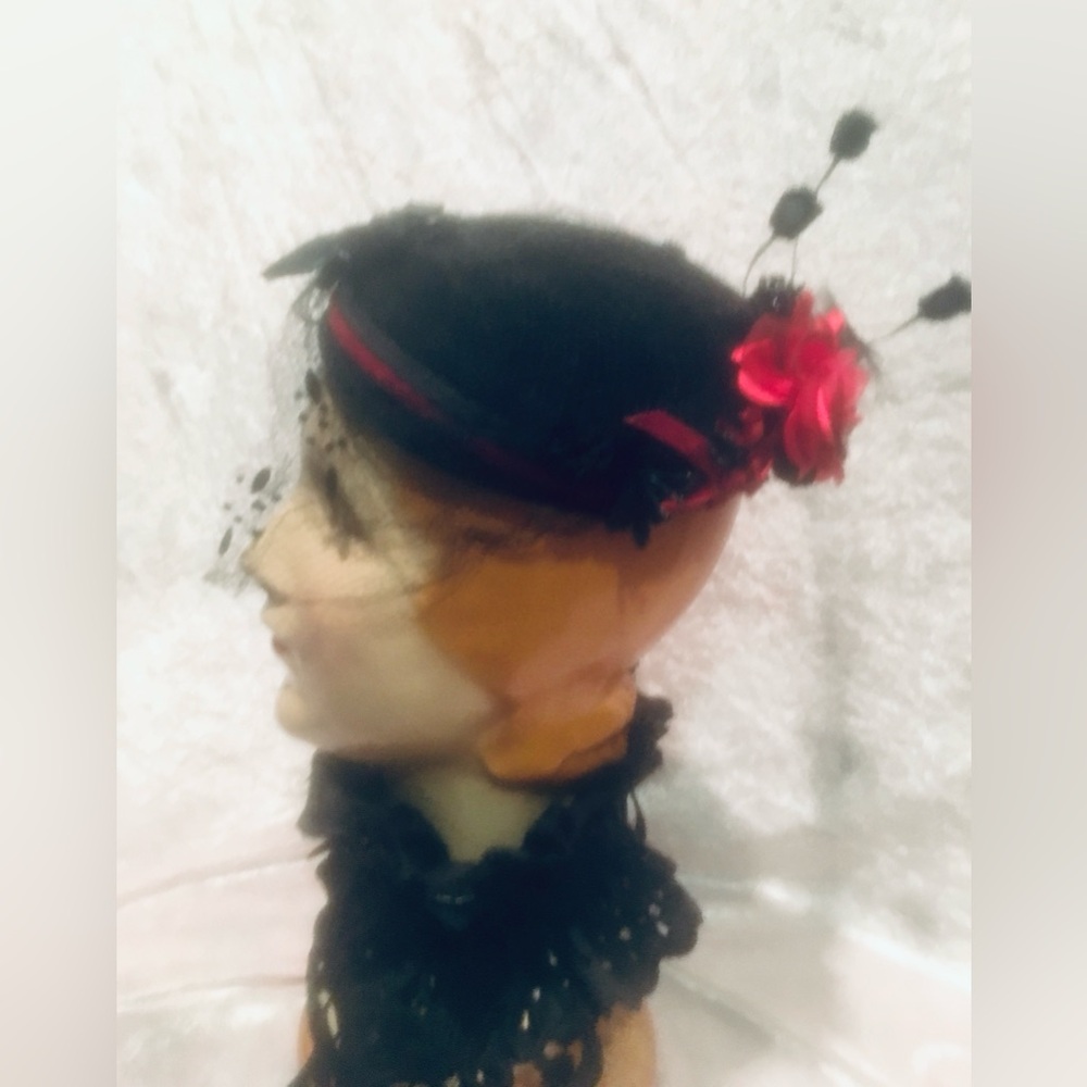 Elegant Black and Red Fascinator